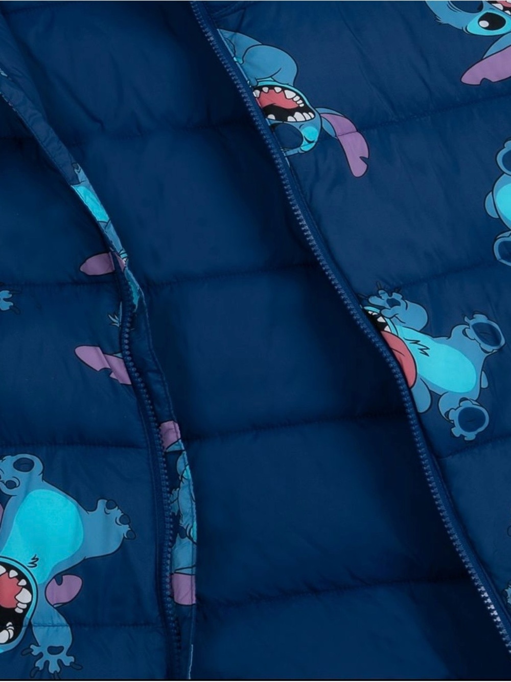 Disney Puffer Jacket Stitch Print Blue XXL NWT - Picture 4 of 6